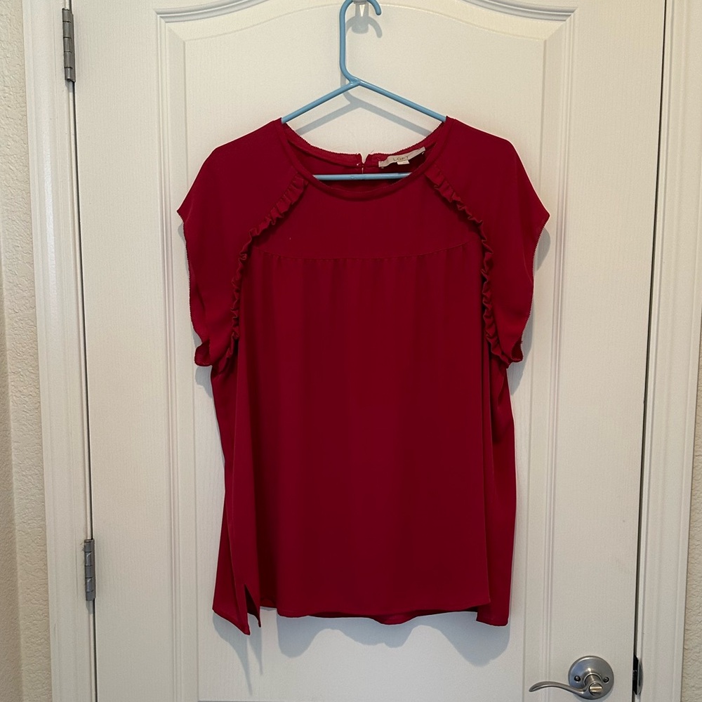 LOFT Red Cap Sleeve Relaxed Blouse